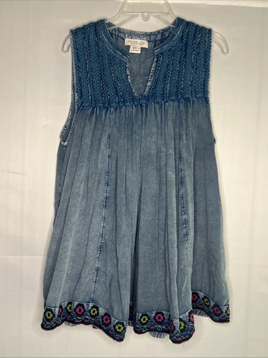 Rachel Zoe Tops - Rachel Zoe Washed Indigo Embroidered Sleeveless Tank